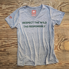 Runyon Womens Respect The Wild Tag Responsibly Signature Fitness Shirt Made In USA