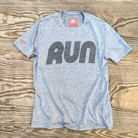 Runyon American Made In USA Mens Running Apparel Heather Grey RUN Signature Performance Shirt Fitness Sportswear Activewear