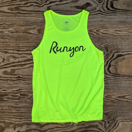 Runyon American Made In USA Mens Neon Yellow Flourescent Tank Top Singlet