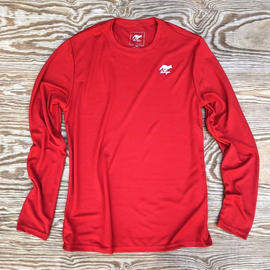 Runyon American Made In USA Mens Running Apparel Red Long Sleeve Trail Shirt Performance Fitness Sportswear Runyon Canyon Apparel