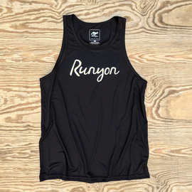 Runyon American Made In USA Mens Black Reflective Script Tank Top Singlet Performance Sportswear