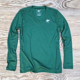 Runyon American Made In USA  Women's Forest Green Long Sleeve Running Fitness Performance Shirt