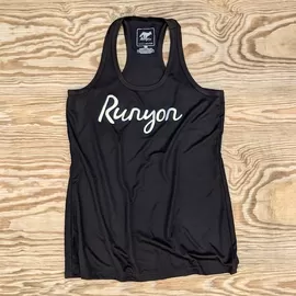 Runyon American Made In USA Womens Running Fitness Apparel Black Reflective Tank Top Singlet Performance Sportswear