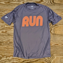 Runyon Neon Orange Greystone RUN Training Performance Shirt Made In USA Runyon Canyon Apparel