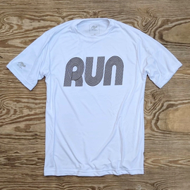 American Made In USA Men's Running Clothing RUN White Fitness Shirt Performance Sportswear Runyon Canyon Apparel