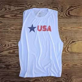 Runyon Men's Star USA Muscle Tank great for Running, Hiking, Outdoor Fitness Made In USA