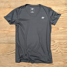 Runyon Canyon Apparel Women's Graphite Performance Trail Shirt V-Neck Made In USA