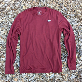 Mens Manzanita Maroon Long Sleeve Technical Trail Performance Running Hiking Shirt Made In USA