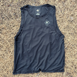 Runyon Men's Unisex Black Tech Trail Tank - Muscle Workout Tank Top, Made In USA | Runyon Canyon Apparel