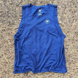 Runyon Men's Unisex Navy Blue Tech Trail Tank - Muscle Workout Tank Top, Made In USA | Runyon Canyon Apparel