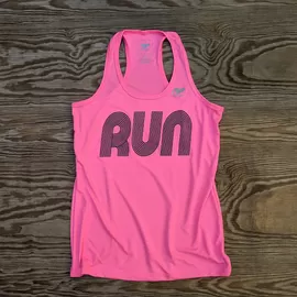 American Made In USA Womens Running Clothing Hot Pink RUN Fitness Tank Top Performance Sportswear Runyon Canyon Apparel