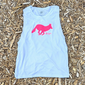 Runyon Unisex White Hot Pink Logo Workout Muscle Tank Made In USA