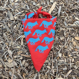 Runyon Red Bright Cyan Blue Signature Bandana American Made In The USA