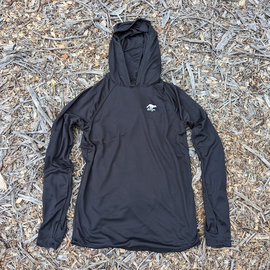 Runyon Women's Unisex Black Sun Hoodie Shirt Long Sleeve Thumbholes Sun Protection Quick Dry American Made In USA