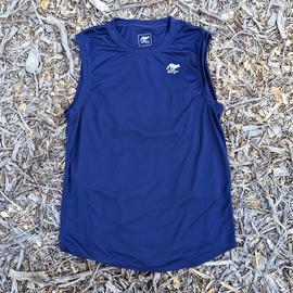 Runyon Women's Navy Blue Sleeveless Muscle Tee Performance Workout Tank Top American Made In USA