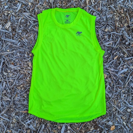 Runyon Men's Neon Yellow Fluorescent Safety Yellow Sleeveless Muscle Tee Performance Workout Tank Top American Made In USA