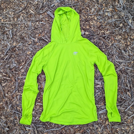 Runyon Women's Unisex Neon Lime Green High Visibility Sun Hoodie Shirt Long Sleeve Thumbholes Sun Protection Quick Dry American Made In USA