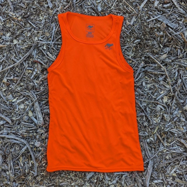 Women's Unisex Neon Orange Fluorescent Fitness Workout Tank Top Made In USA