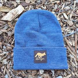 Runyon Canyon Apparel Woolly Blue Denim Classic Cuffed Beanie Made In USA Gold Reflective