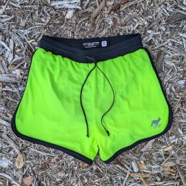 Runyon Fluorescent Safety Neon Yellow Green Running Short - Retro Ranger 4" Inch Workout Short American Made In USA