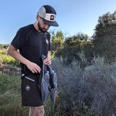 Runyon Black & Tan Rad Reflective Camp Hat -- Trail Running, Hiking, Workout 5-Panel Hat Made In USA
