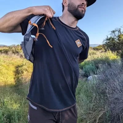 Men's Black Camp Shirt for Trail Running, Hiking and the Outdoors -- American Made In The USA