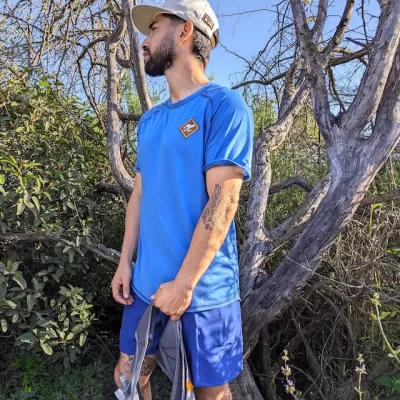 Men's Royal Blue Camp Shirt for Trail Running, Hiking and the Outdoors -- American Made In The USA