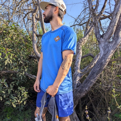 Men's Royal Blue Camp Shirt for Trail Running, Hiking and the Outdoors -- American Made In The USA