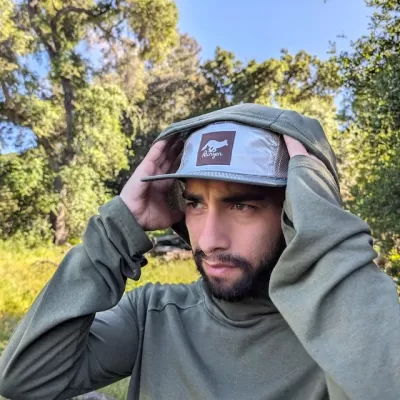 Runyon Olive Green Rad Reflective Camp Hat -- Trail Running, Hiking, Workout 5-Panel Hat Made In USA