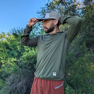 Runyon Olive Green Rad Reflective Camp Hat -- Trail Running, Hiking, Workout 5-Panel Hat Made In USA