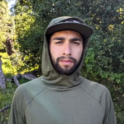 Runyon Men's Olive Green Sun Hoodie with Inside Pockets and Thumbholes - Trail Running, Hiking, Sun Protection Made In USA