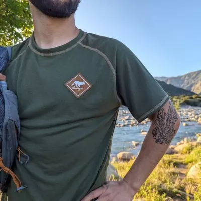 Men's Olive Green Camp Shirt for Trail Running, Hiking and the Outdoors -- American Made In The USAMen's Olive Green Camp Shirt for Trail Running, Hiking and the Outdoors -- American Made In The USA