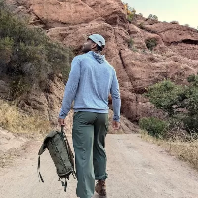 Runyon Men's Heather Grey Sun Hoodie with Inside Pockets and Thumbholes - Trail Running, Hiking, Sun Protection Made In USA