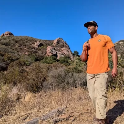 Men's Orange Camp Shirt for Trail Running, Hiking and the Outdoors -- American Made In The USA