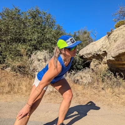 Runyon Royal Blue & Neon Yellow Rad Reflective Camp Hat -- Trail Running, Hiking, Workout 5-Panel Hat Made In USA