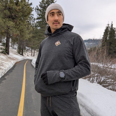 Men's Dark Heather Grey Pullover Hoodie Sweatshirt with watch windows and thumbholes - American Made In USA - Runyon Canyon Apparel