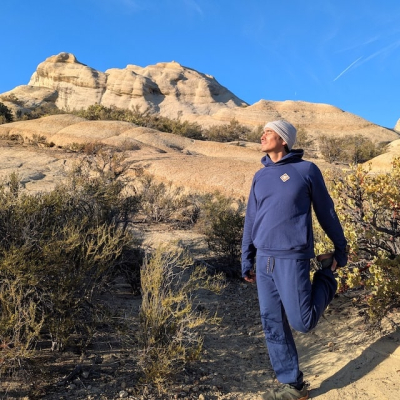 Men's Navy Blue Pullover Hoodie Sweatshirt with watch windows and thumbholes - American Made In USA - Runyon Canyon Apparel