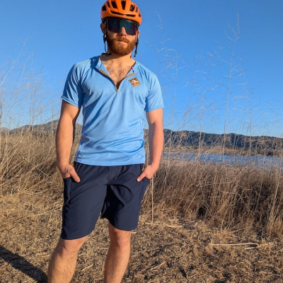 Runyon Men's 9" TrailStash Navy Blue Gravel Short for Cycling, Trail Running, Hiking, Fitness Outdoors American Made In USA