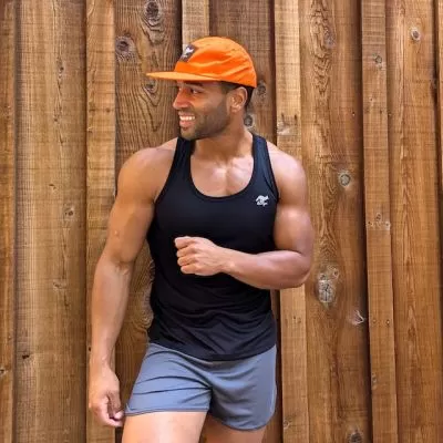Mens' Made In USA Black Racerback Running Singlet Tank Top Moisture Wicking Performance Sportswear
