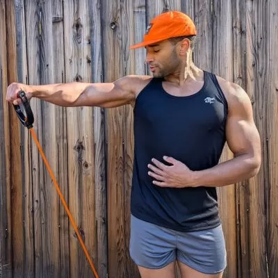 Mens' Made In USA Black Racerback Running Singlet Tank Top Moisture Wicking Performance Sportswear