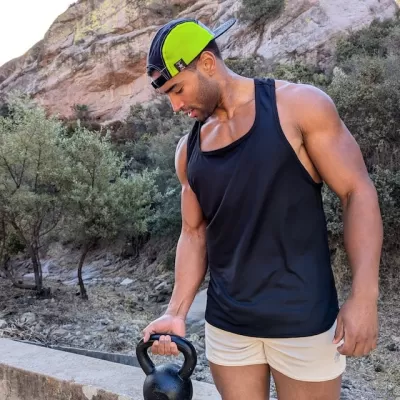 Black Razor Strap Pump Tank - Workout Stringer Tank Top American Made In USA