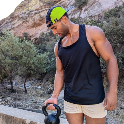 Black Razor Strap Pump Tank - Workout Stringer Tank Top American Made In USA