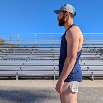 Retro Ranger 4" Khaki Beige Sand Performance Running Short -- great for running, track, workouts, gym, strength training, yoga, fitness.  American Made In USA.