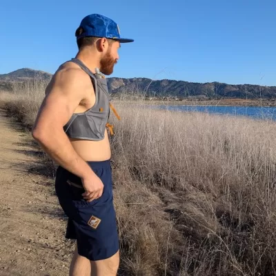 Runyon Men's 9" TrailStash Navy Blue Gravel Short for Cycling, Trail Running, Hiking, Fitness Outdoors American Made In USA