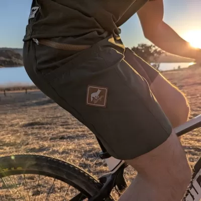 Runyon Men's 9" TrailStash Olive Green Gravel Short for Cycling, Trail Running, Hiking, Fitness Outdoors American Made In USA