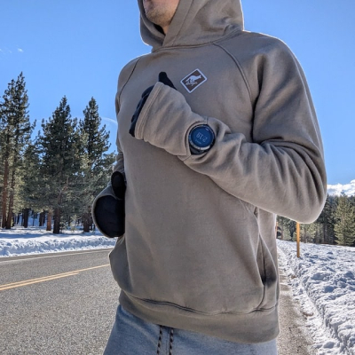 Men's Olive Green Pullover Hoodie Sweatshirt with watch windows and thumbholes - American Made In USA - Runyon Canyon Apparel