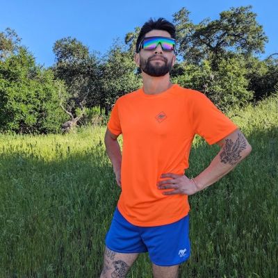 Runyon Mens Made In USA Fluorescent Orange Hi-Vis Performance Running Shirt