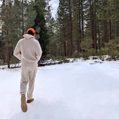 Men's Made In USA Sweatpant Joggers - Winter White Natural Beige - French Terry Cotton Blend Sweatpants - Runyon Canyon Apparel