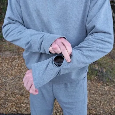Men's Heather Grey Pullover Hoodie Sweatshirt with watch windows and thumbholes - American Made In USA - Runyon Canyon Apparel