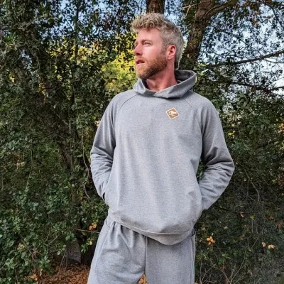 Men's Heather Grey Pullover Hoodie Sweatshirt with watch windows and thumbholes - American Made In USA - Runyon Canyon Apparel